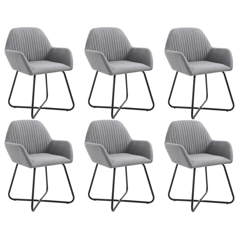 vidaXL Dining Chair Set of 6 Light Grey Fabric and Powder-Coated Steel