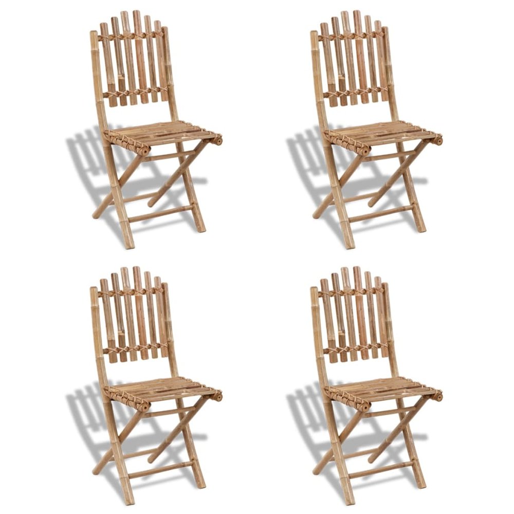 vidaXL Garden Chair Set of 4 Natural Bamboo Solid Bamboo Medium