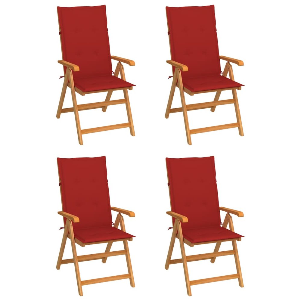 vidaXL Garden Chair Set of 4 Teak Wood Smooth Sanded Teak Hardwood