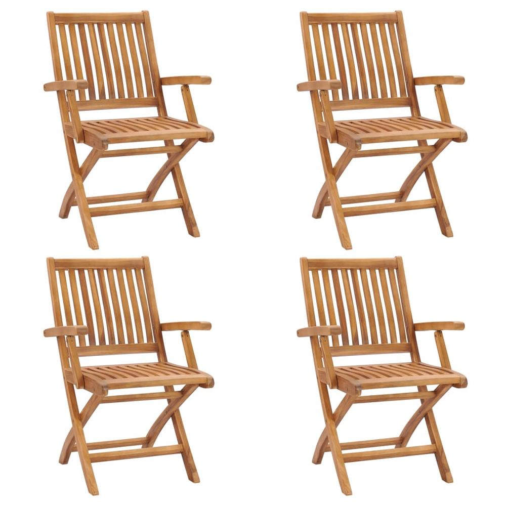 vidaXL Garden Chair Set of 4 Teak Solid Teak wood Standard Foldable