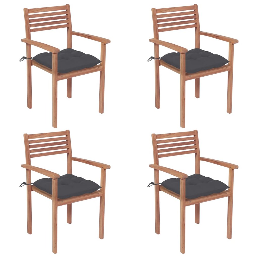 vidaXL Garden Chair Set of 4 Teak Stackable Garden Chairs