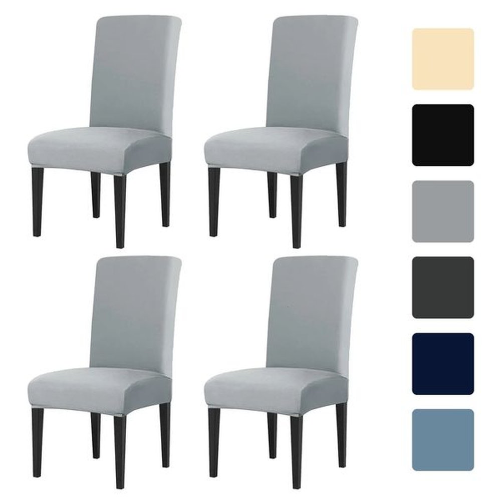 Set of 4 Elastic Chair Cover Dining Room Slipcovers Stretch Solid Removable Seat Protector Furniture Protector Office Home Decor 250208