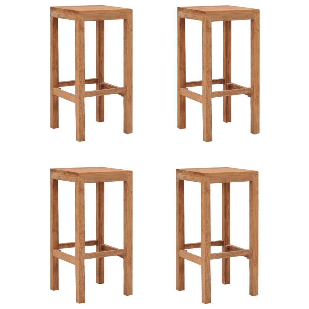 vidaXL Bar Stool Set of 4 Natural Wood Solid Teak Wood Durable