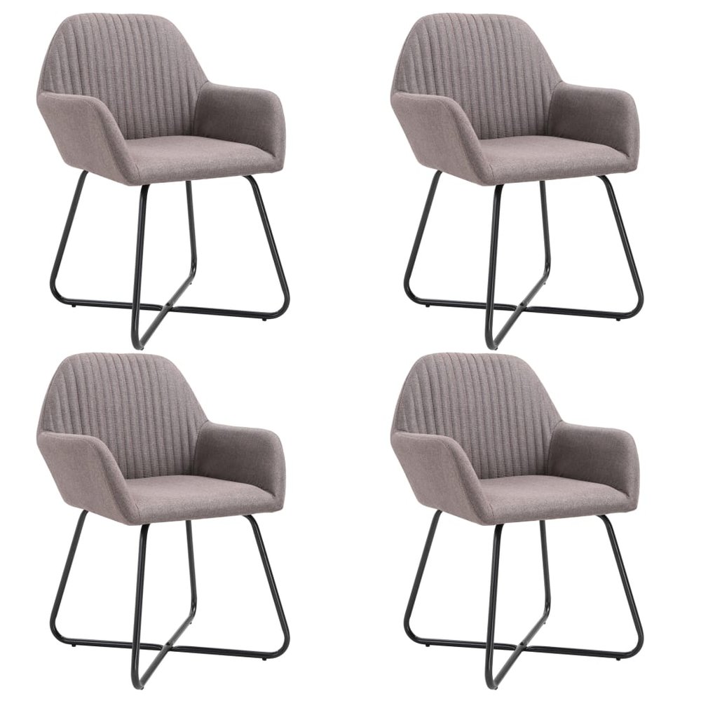 vidaXL Dining Chair Set of 4 Taupe Polyester and Powder-Coated Steel