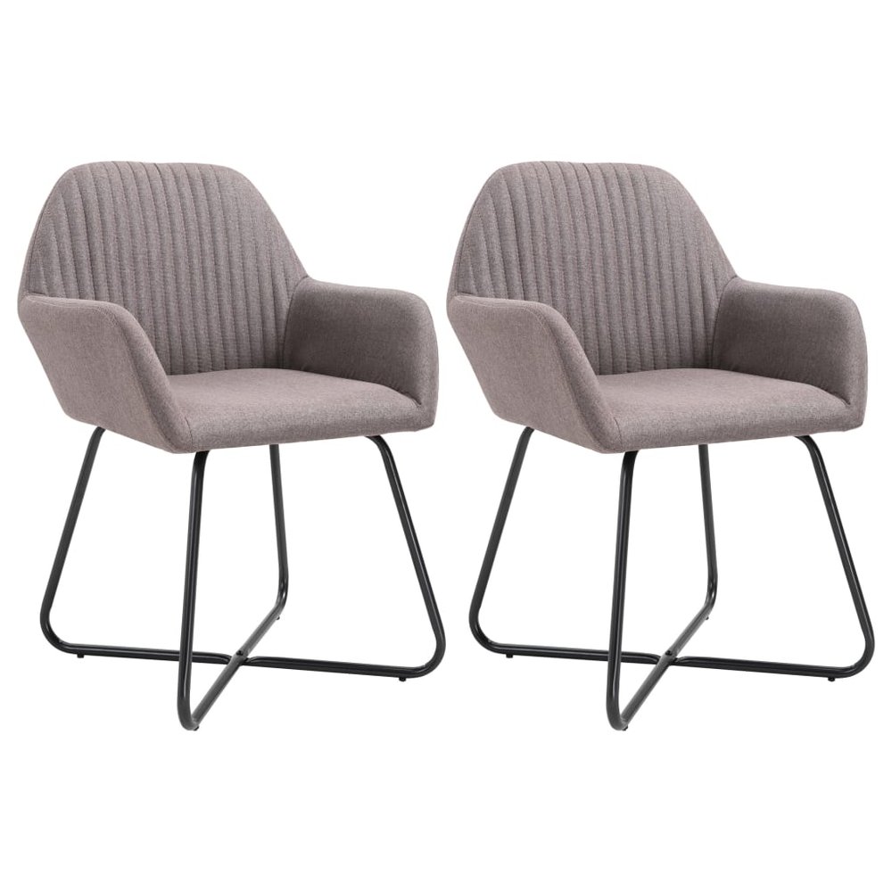 vidaXL Dining Chair Set of 2 Taupe Fabric and powder-coated steel