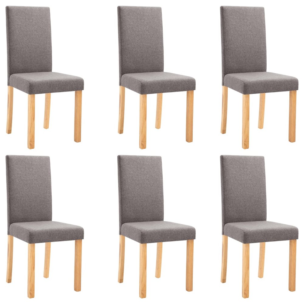 vidaXL Dining Chair Set of 6 Taupe Fabric and Rubber wood Standard