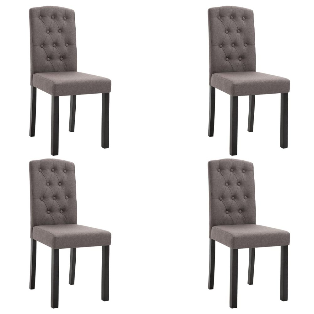 vidaXL Dining Chair Set of 4 Taupe Fabric + Rubber wood frame Standard