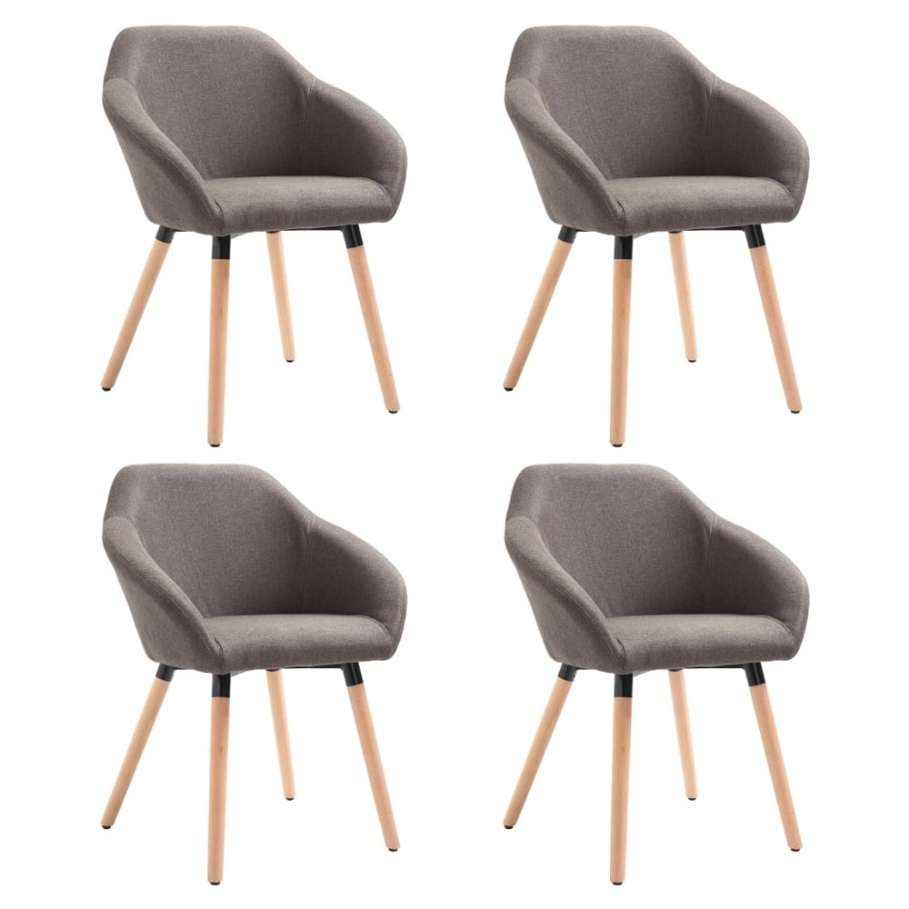 vidaXL Dining Chair Set of 4 Taupe Polyester and solid wood Standard