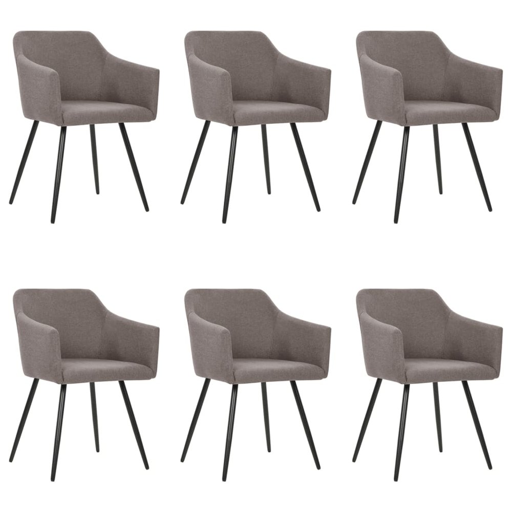 vidaXL Dining Chair Set of 6 Taupe Polyester fabric, Metal Standard