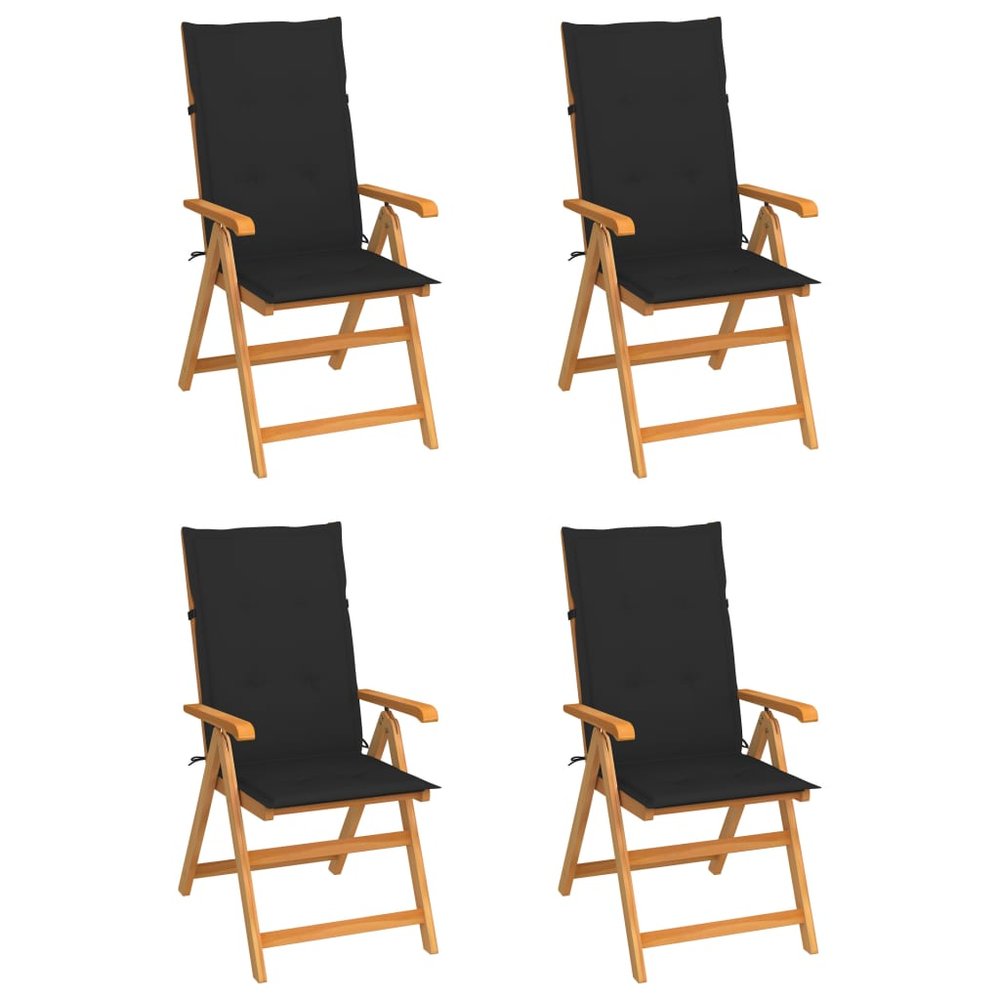 vidaXL Garden Chair Set of 4 Teak Teak wood Standard