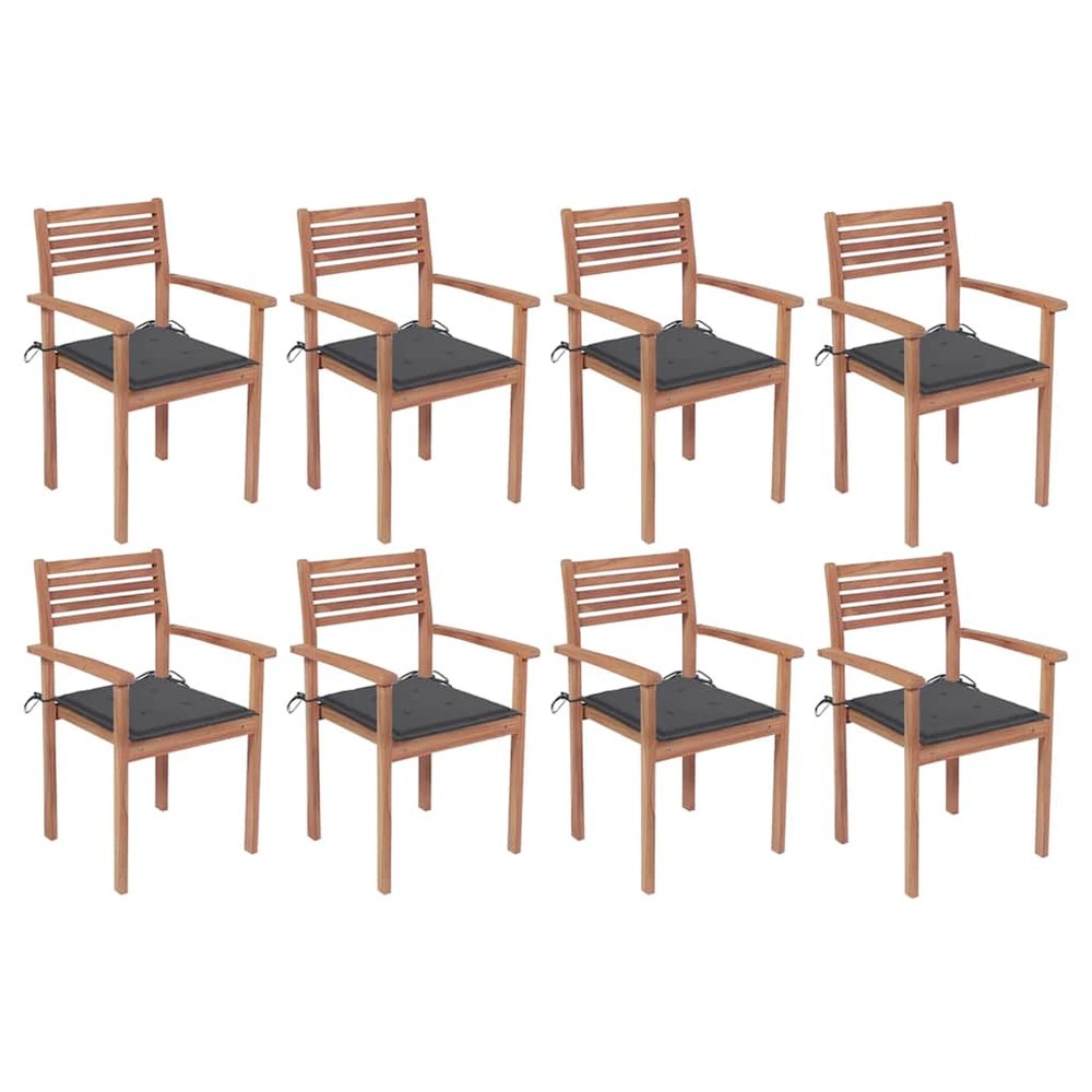 vidaXL Stackable Chair Set of 8 Warm Teak Teak wood Standard Stackable