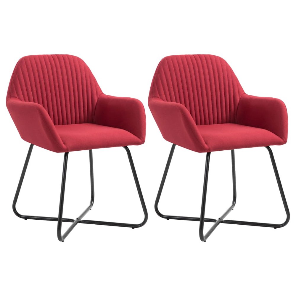vidaXL Dining Chair Set of 2 Wine red Fabric and powder-coated steel