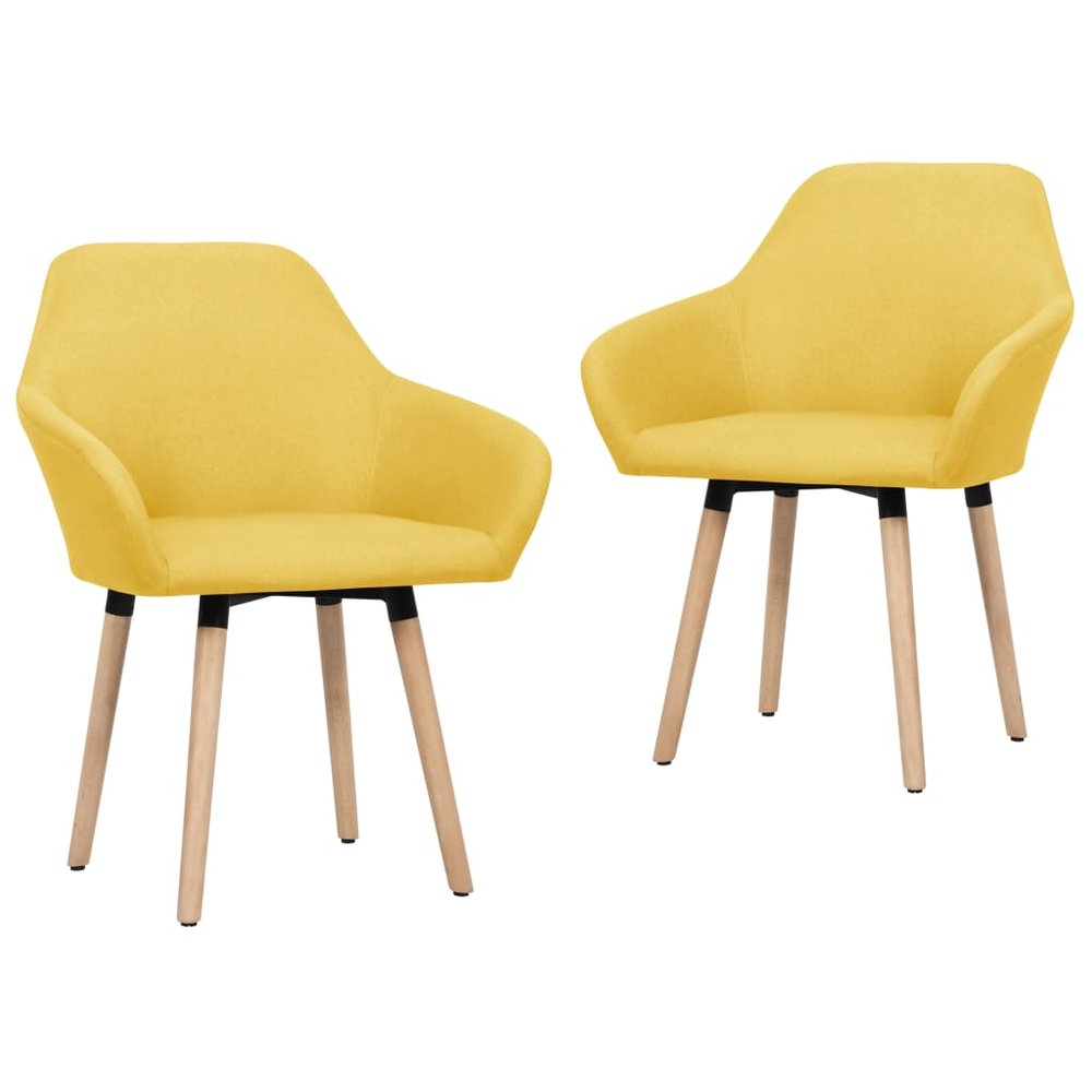 vidaXL Dining Chair Set of 2 Yellow Fabric and solid wood Standard