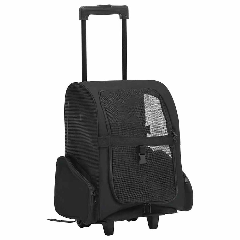 vidaXL Pet Trolley Black Fabric, metal Small Foldable Pet Trolley
