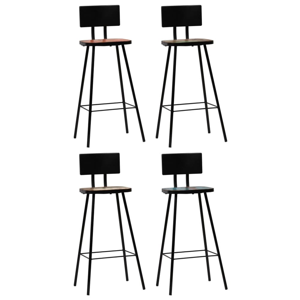 vidaXL Bar Chair Set of 4 Multicolour Solid reclaimed wood and steel