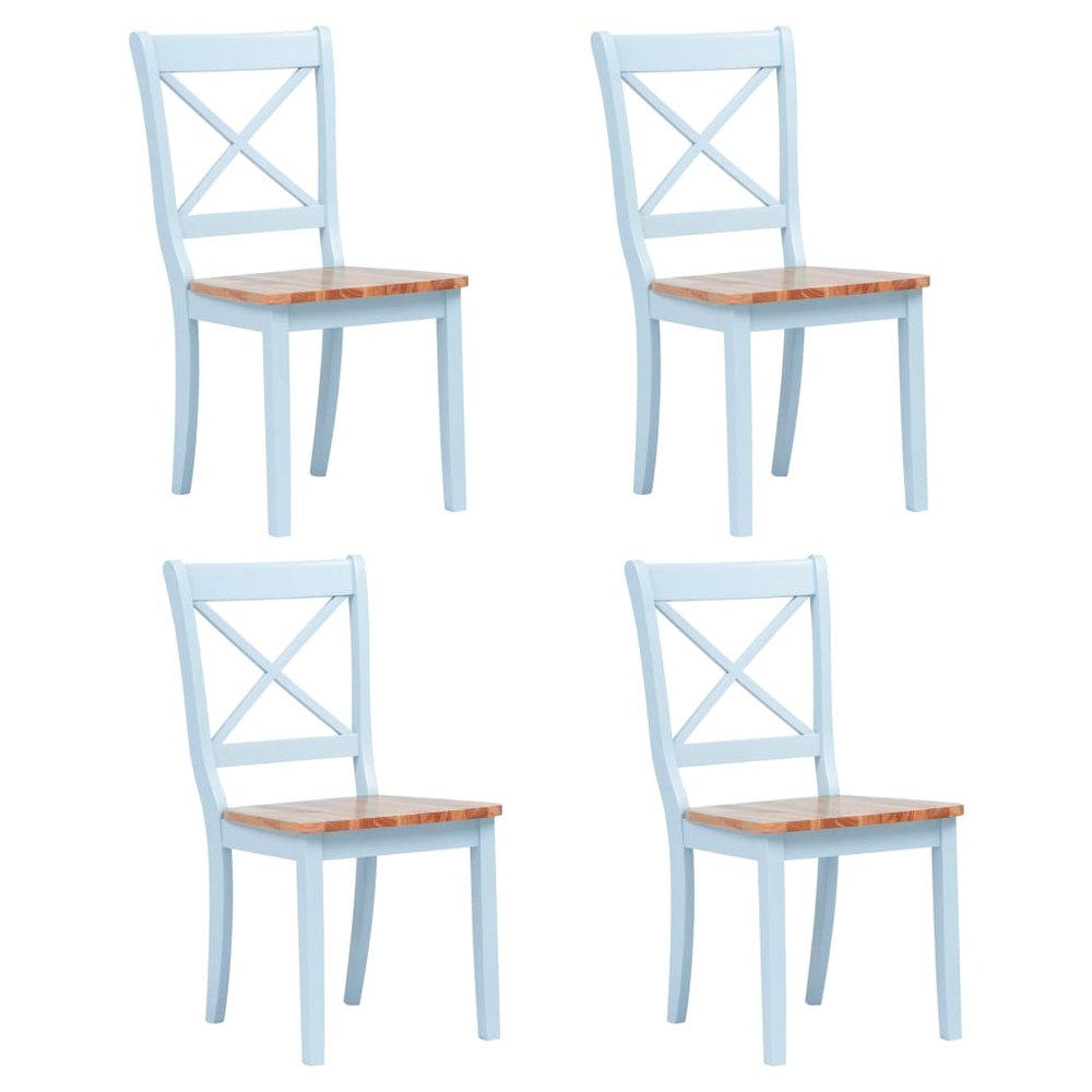 vidaXL Dining Chair Set of 4 Grey and natural Solid rubber wood Standard