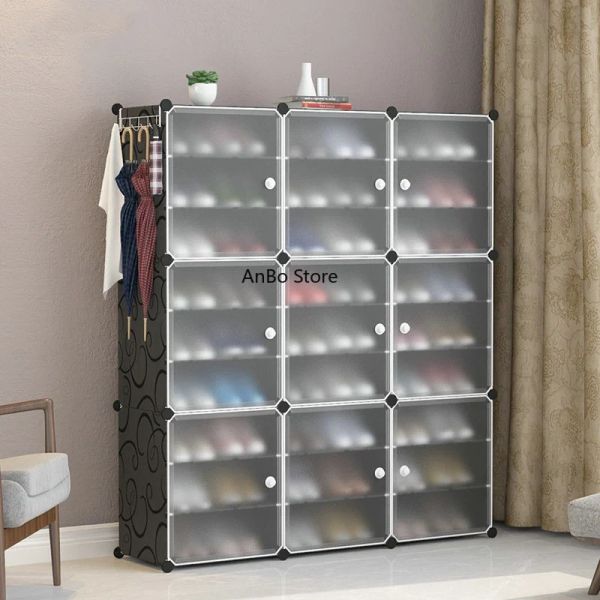 Space-saving modular shoe cabinet with removable storage for boots and shoes, keeping rooms tidy and organized