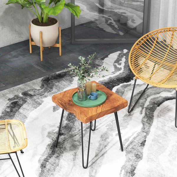 Square reclaimed teak end table from Indonesia