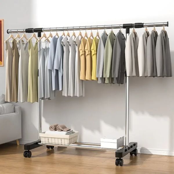 Standing clothing racks for garments  
Conference tables and chairs  
Headboard shelving units  
Floor-mounted garment racks  
Wardrobe organization systems  
Wall-mounted hook racks