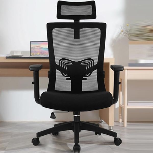 Stylish high-back swivel chair offering superior support for extended work sessions