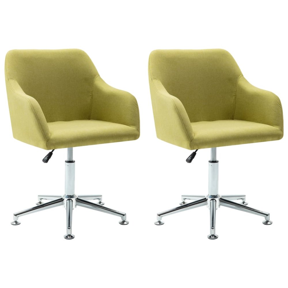 vidaXL Dining Chair Set of 2 Green Fabric Medium Swivel Dining Chair