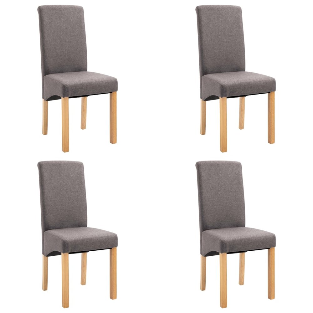 vidaXL Dining Chair Set of 4 Taupe Fabric and wood Standard Ergonomic