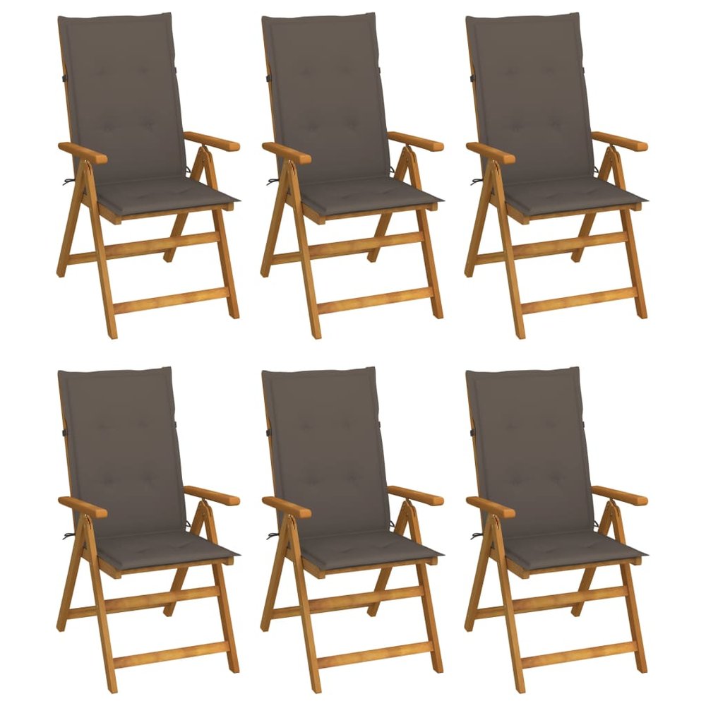 vidaXL Garden Chair Set of 6 Taupe (Cushion) Solid acacia wood Standard