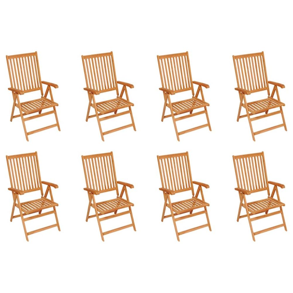vidaXL Garden Chair Set of 8 Teak Solid Teak Wood Standard Foldable