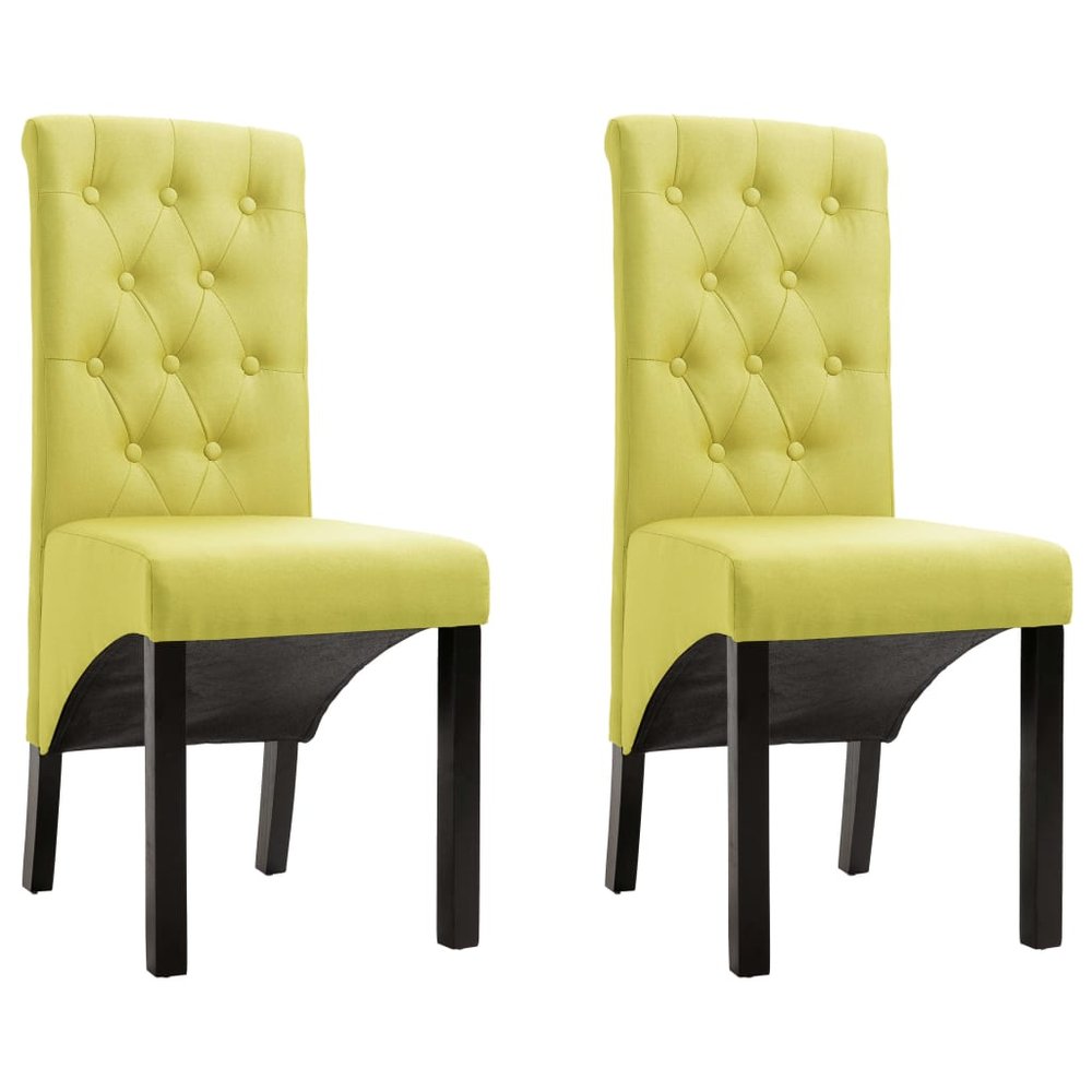 vidaXL Dining Chair Set of 2 Green Fabric, Rubber wood Standard