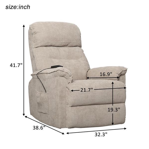 US Stock Power Lift Chair Soft Fabric Recliner Lounge Living Room Sofa With Remote Control PP AAA