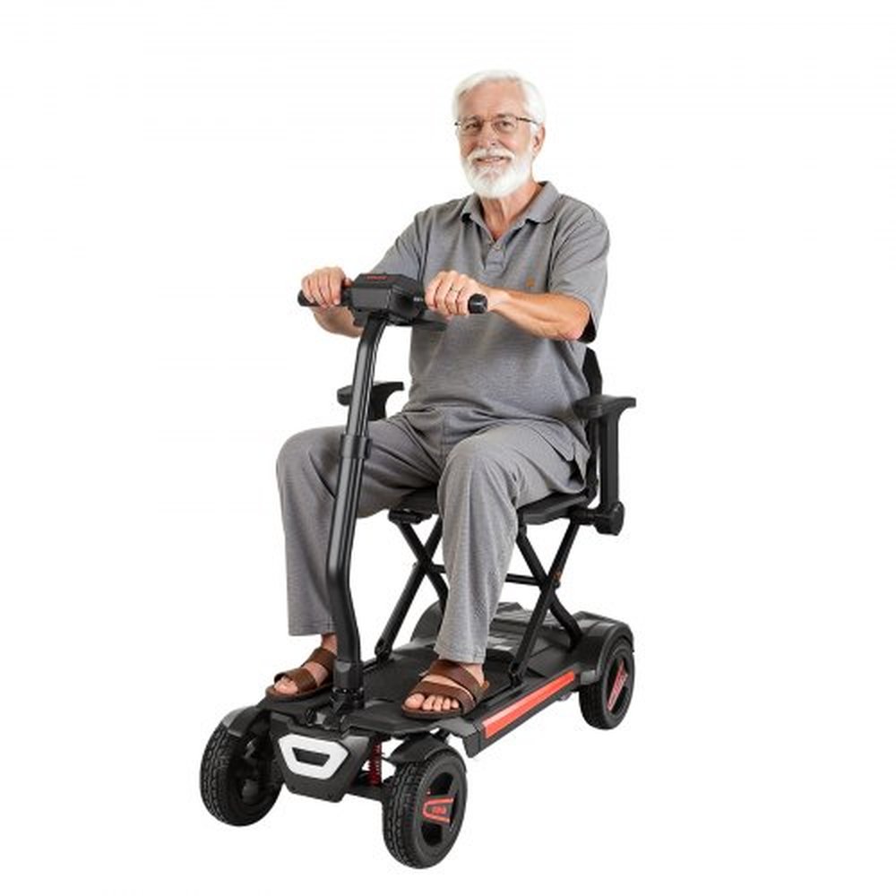 VEVOR 4-Wheel Electric Mobility Scooter for Adults & Seniors, Integrated Foldable Mobility Scooter with 9.3 Miles Long Range, All Terrain Travel Wheel