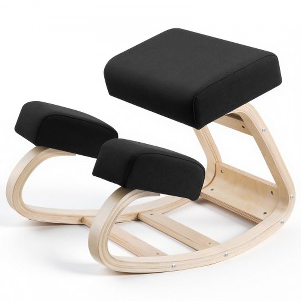 VEVOR Ergonomic Kneeling Chair, Wooden Posture Knee Chair with Thick Foam Cushions and Solid Wood Frame, Adjustable Height, Natural Relief for Neck or