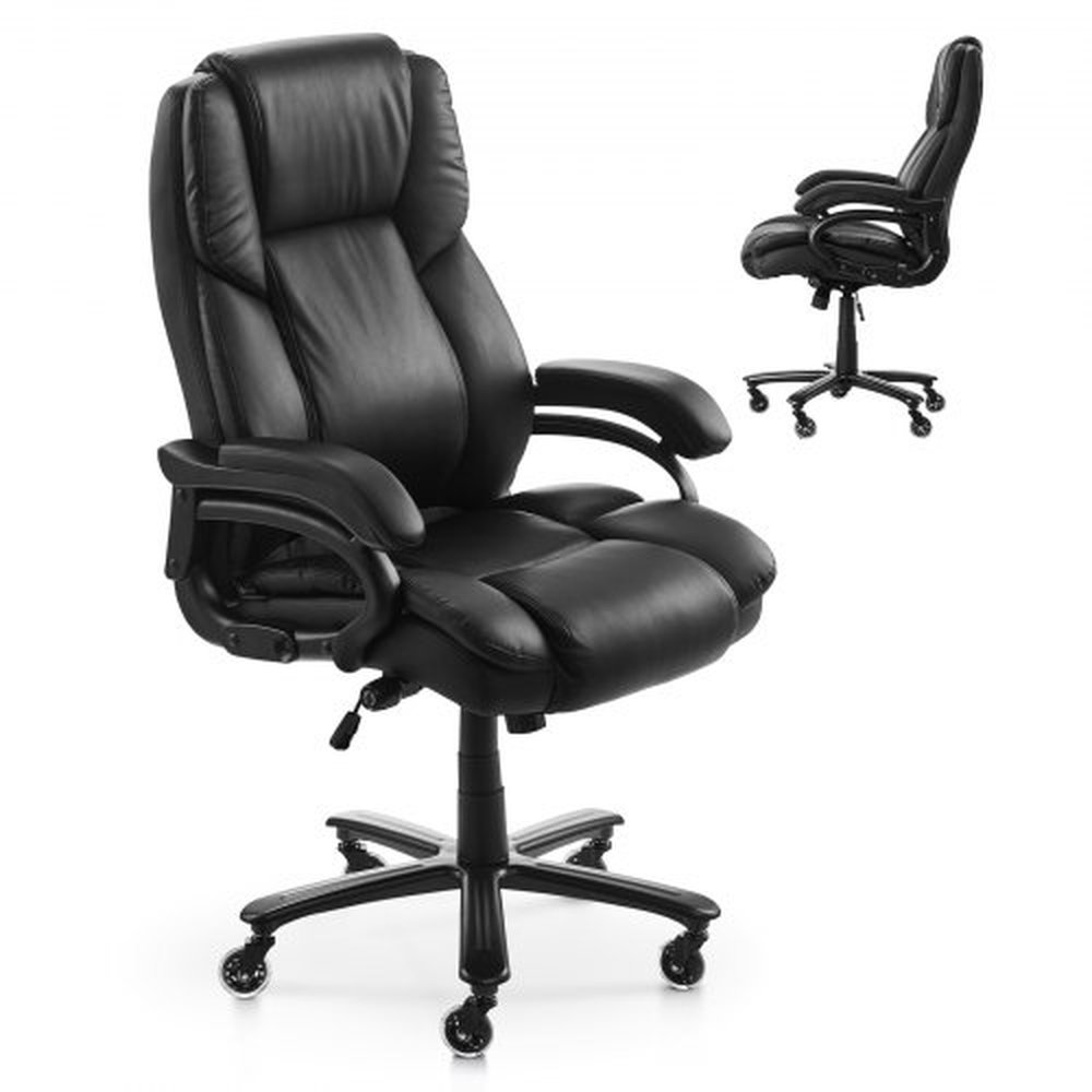 VEVOR Executive Chair, High Back Office Chair with Knob-Control Lumbar Support, Ergonomic Desk Chair Adjustable Tilt & Height, PU Leather Swivel Rolli