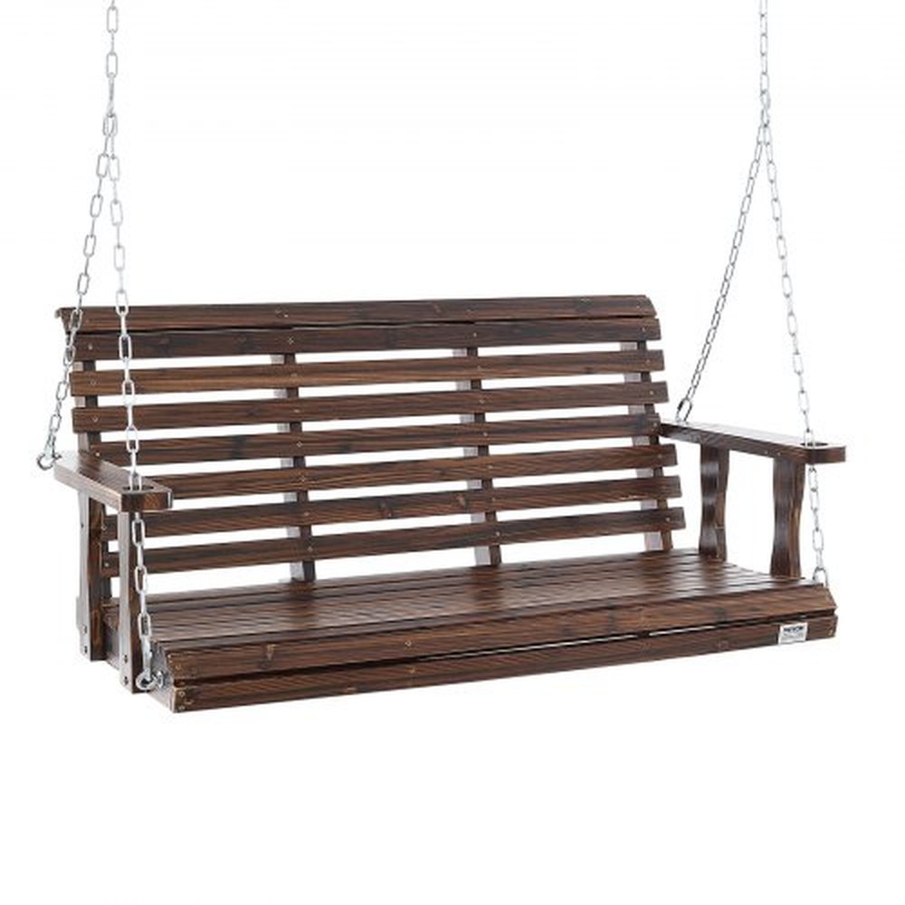 VEVOR Wooden Porch Swing 4.5 ft, Patio bench swing for Courtyard & Garden, Upgraded 880 lbs Strong Load Capacity, Heavy Duty Swing Chair Bench with Ha
