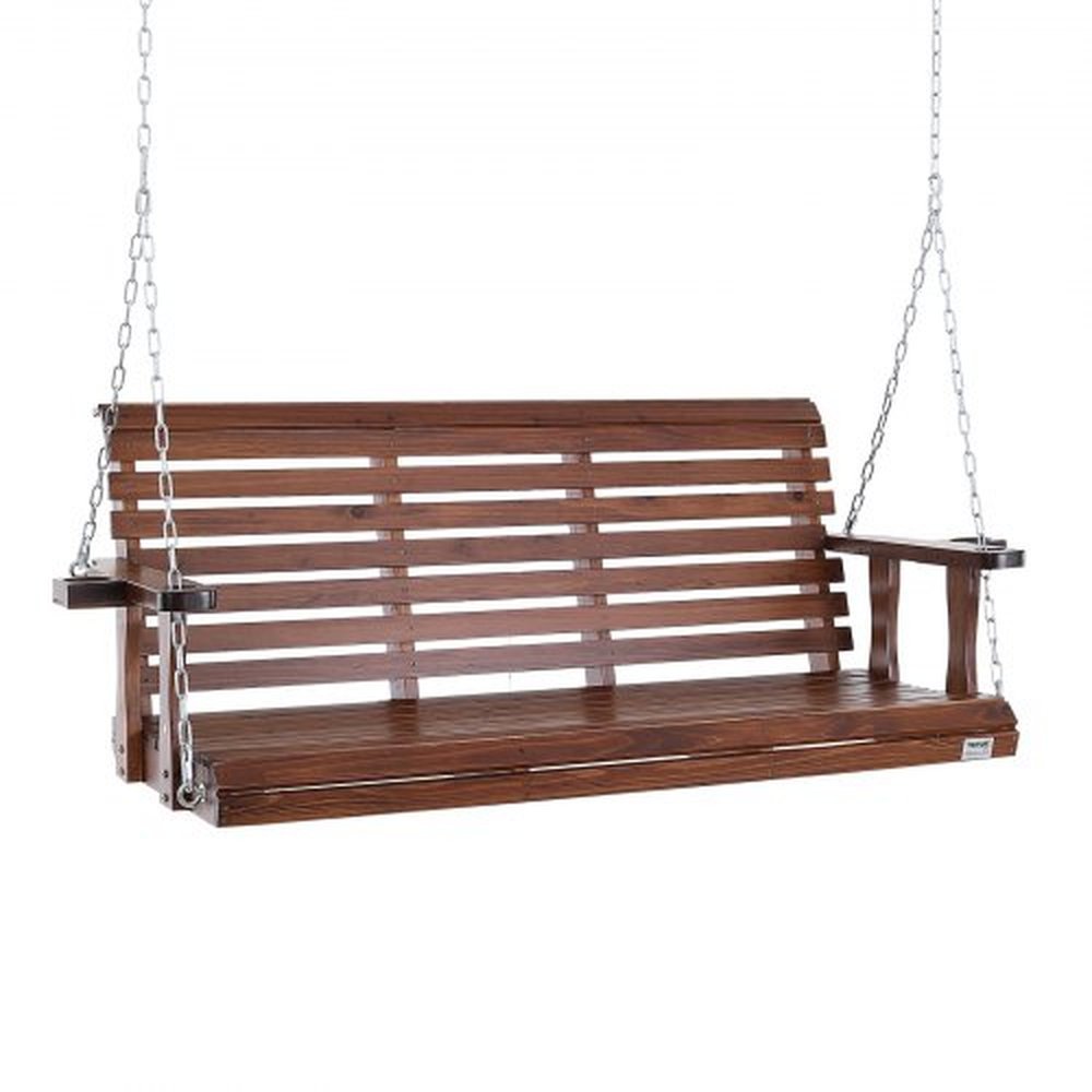 VEVOR Wooden Porch Swing 5.5 ft, Patio bench swing for Courtyard & Garden, Upgraded 880 lbs Strong Load Capacity, Heavy Duty Swing Chair Bench with Ha