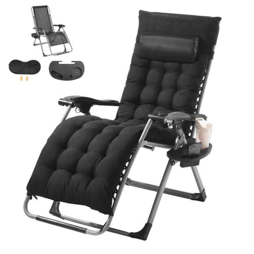 VEVOR Zero Gravity Chair, 26 inch Zero Gravity Recliner Lounge Chair for Indoor and Outdoor, Adjustable Anti Gravity Chair with Cushion, Headrest, Foo