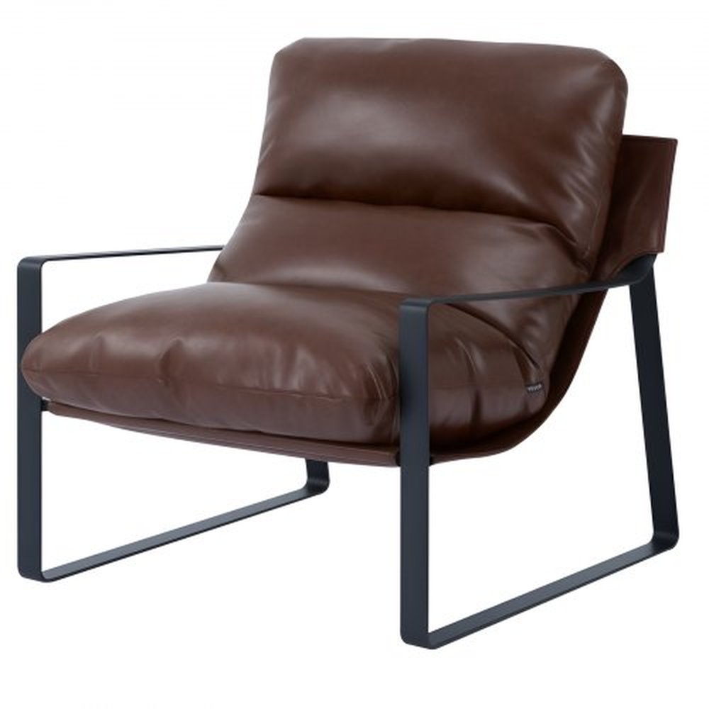VEVOR Accent Chair, Modern PU Leather Armchair, Cozy Upholstered Chair, with Soft Foam Cushioning, Sturdy Metal Frame, and Detachable Cushion, for Liv