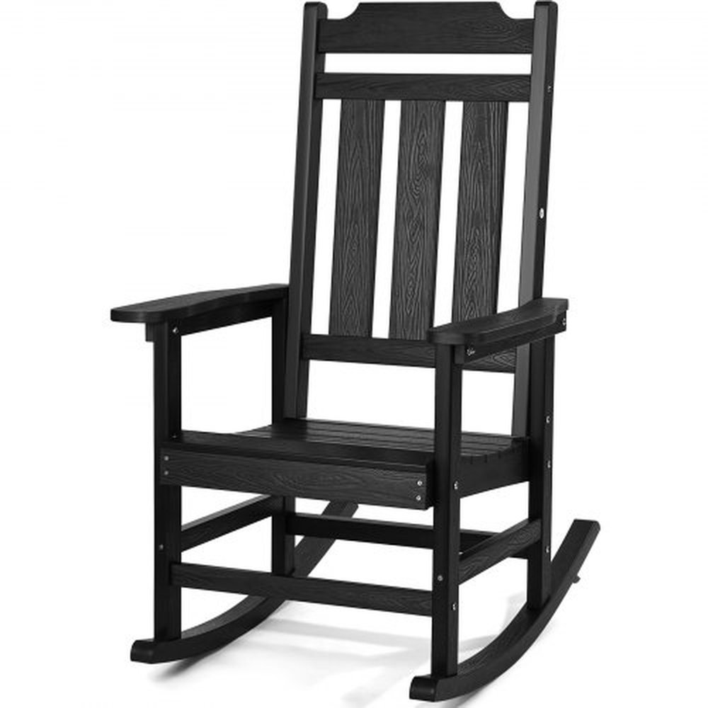 VEVOR Porch Rocker, HIPS Outdoor Rocking Chair, High Back Patio Rocking Chair with Smooth Armrests, Supports up to 400 lbs, for Garden, Balcony, Porch