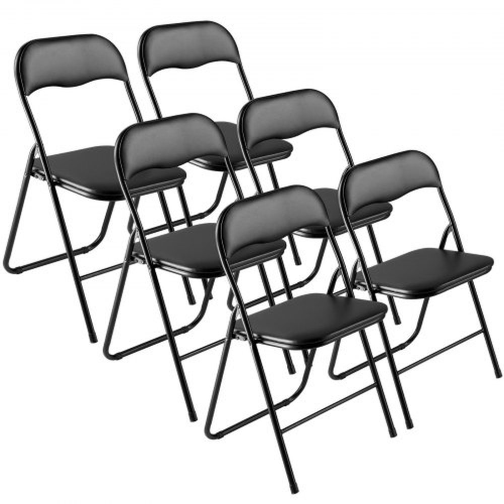 VEVOR 4 Pack Folding Chairs, Foldable Leather Chairs with Heavy Duty Metal Frame & Padded Cushion, Portable Folding Card Table Chairs, Stackable Seats