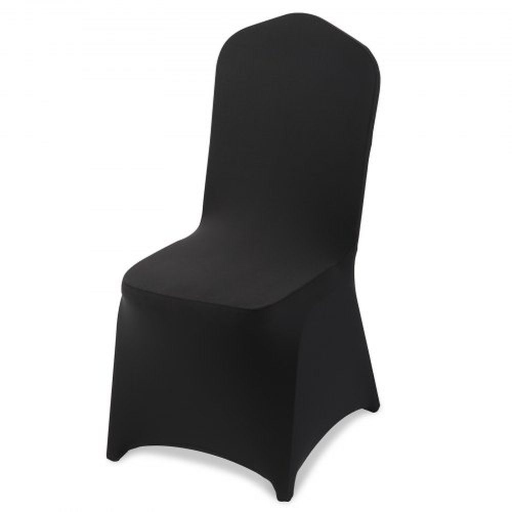 VEVOR 100 Pcs Black Chair Covers, Polyester Spandex Chair Cover, Stretch Slipcovers for Wedding Party Dining Banquet Flat-Front Chair Covers, Fits Cha