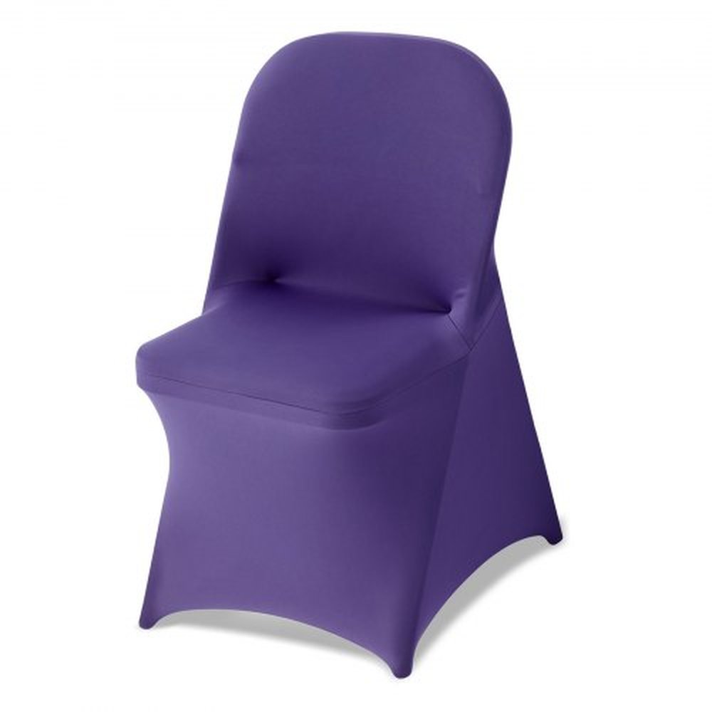 VEVOR 50 Pcs Purple Chair Covers, Polyester Spandex Chair Cover, Stretch Slipcovers for Wedding Party Dining Banquet Flat-Front Chair Covers, Fits Cha