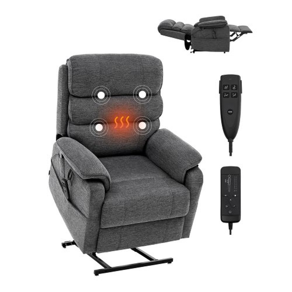 VEVOR Power Lift Recliner Chair, Lift Chair with Heat and Massage for Elderly, Dual Motor Recliner Chair with a  Cup holder, Infinite Position Adjustm