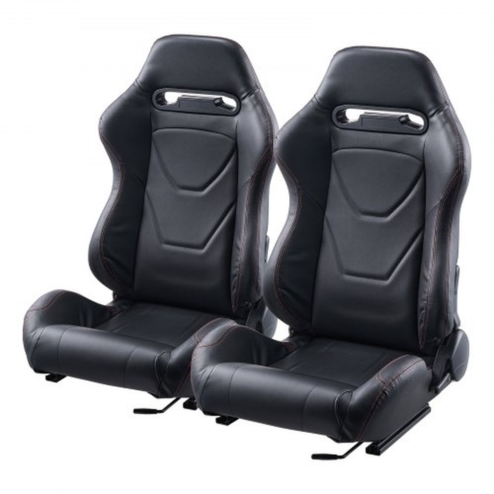 VEVOR Racing Seat, 2 Set, Adjustable Racing Cockpit with Wide Angle Reclining & High-Resilience Foam, Comfortable Racing Chair with Soft PVC Leather &