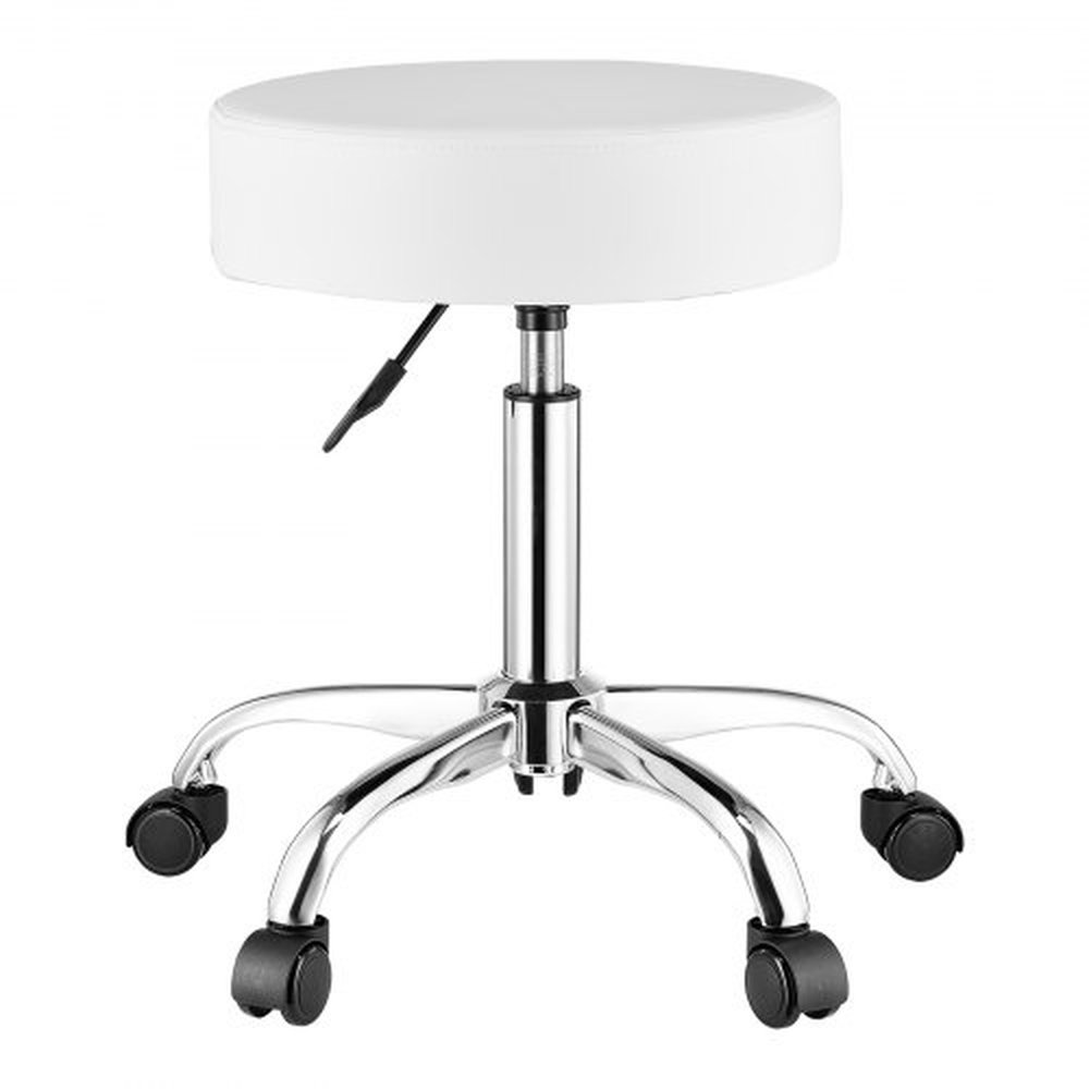 VEVOR Rolling Stool with Wheels, 450 LBS Weight Capacity Round Rolling Stool Chair, Height Adjustable Thickened PU Leather Swivel Stool for Salon, Spa