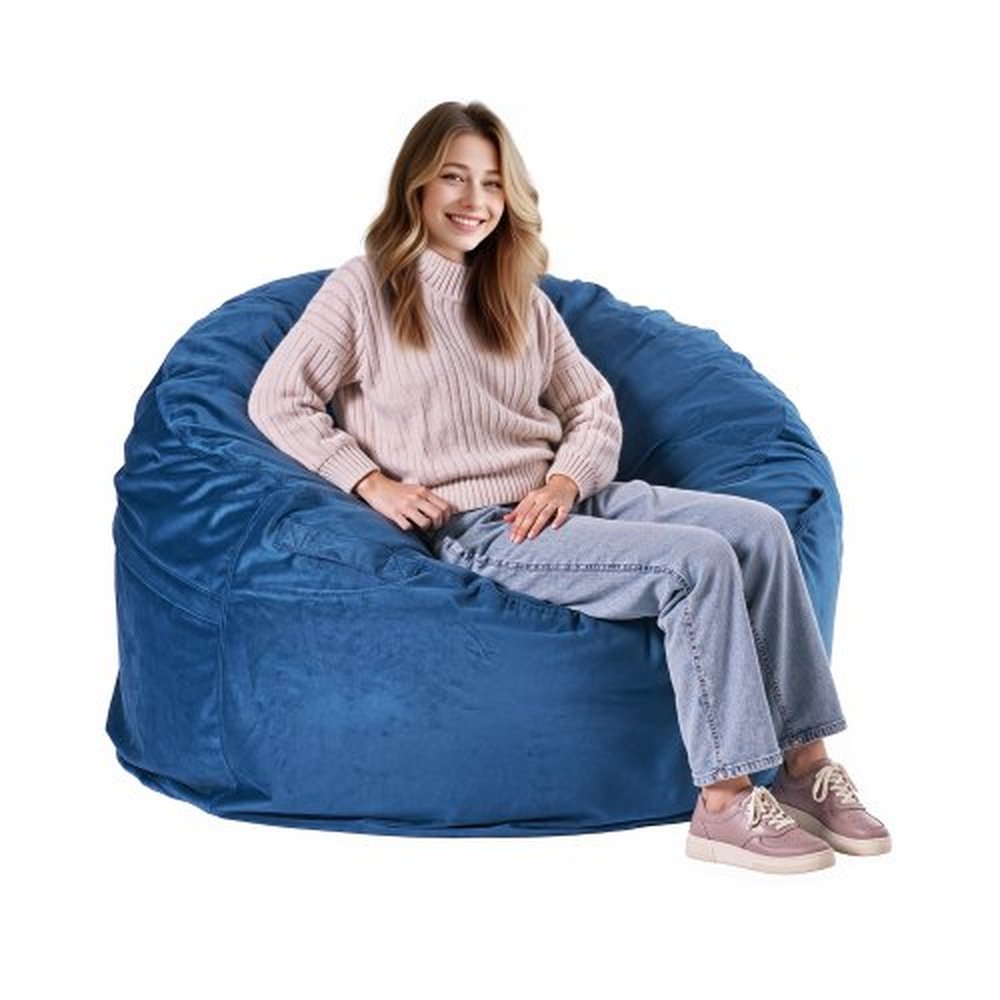 VEVOR Bean Bag Chair, Round BeanBag Chair with Removable & Washable Cover for Adult, Dutch Velvet & High-Density Foam Filling Adult Bean Bag with Hand