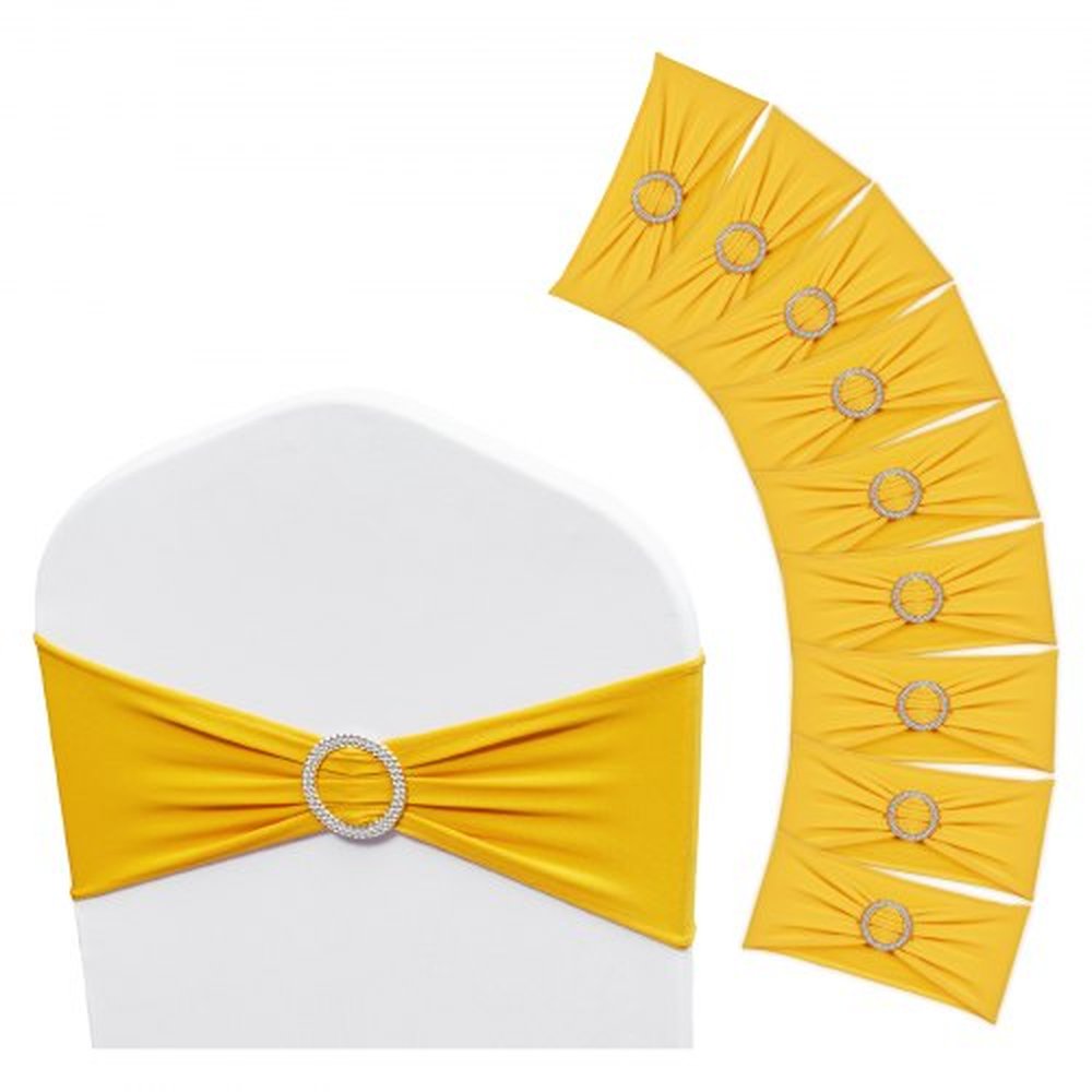 VEVOR Stretch Spandex Chair Sashes, Chair Slipcover and Stretch Chair Sash with Round Buckle, Elastic Chair Bands, Fitting Wedding, Holiday, Banquet,