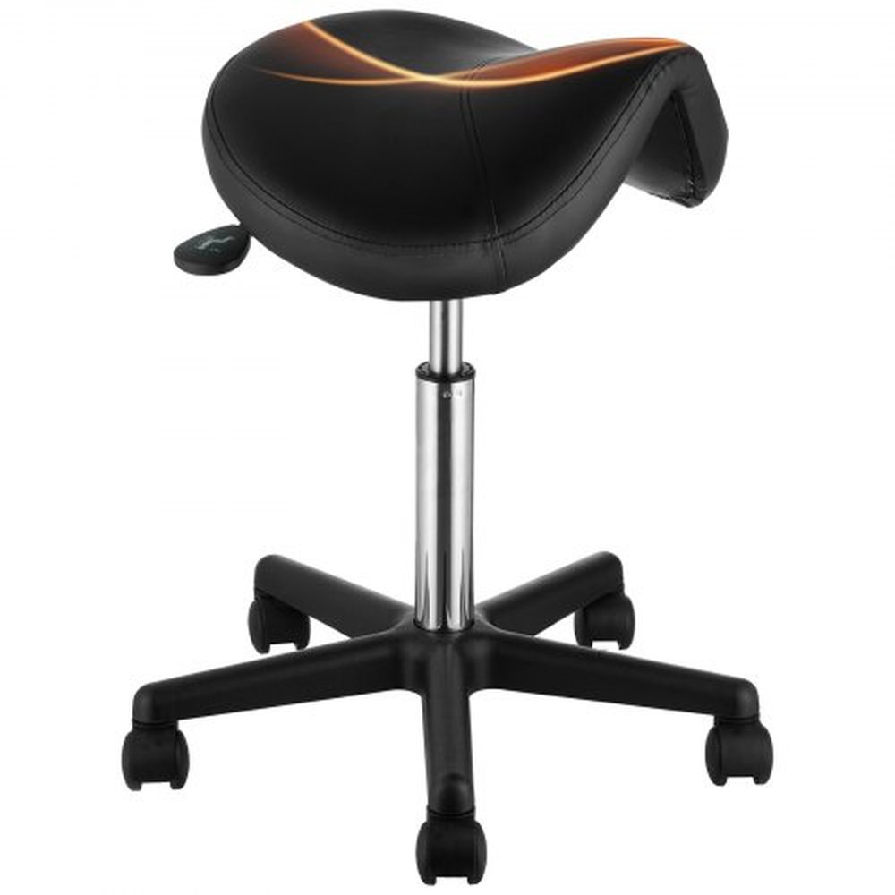VEVOR Saddle Stool with Wheels, 400 LBS Weight Capacity, Height Adjustable Thickened PU Leather Swivel Saddle Stool Chair for Salon, Spa, Tattoo, Clin
