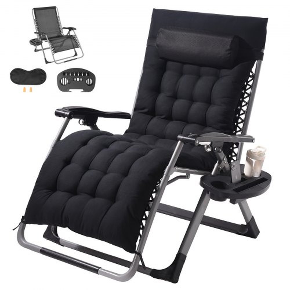 VEVOR Zero Gravity Chair, 26 inch Zero Gravity Recliner Lounge Chair for Indoor and Outdoor, Adjustable Anti Gravity Chair with Cushion, Headrest, Foo