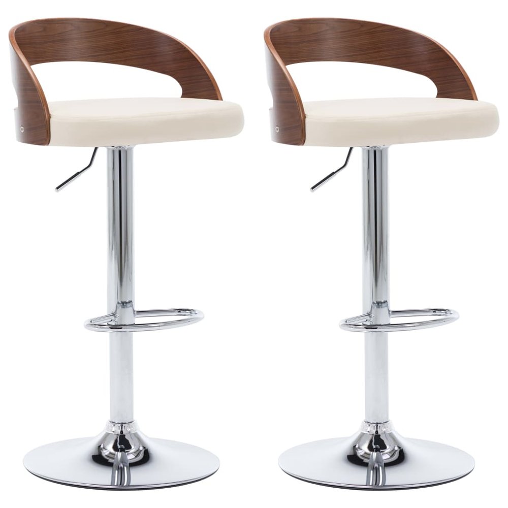 vidaXL Bar Chair Set of 2 Cream and Dark Brown