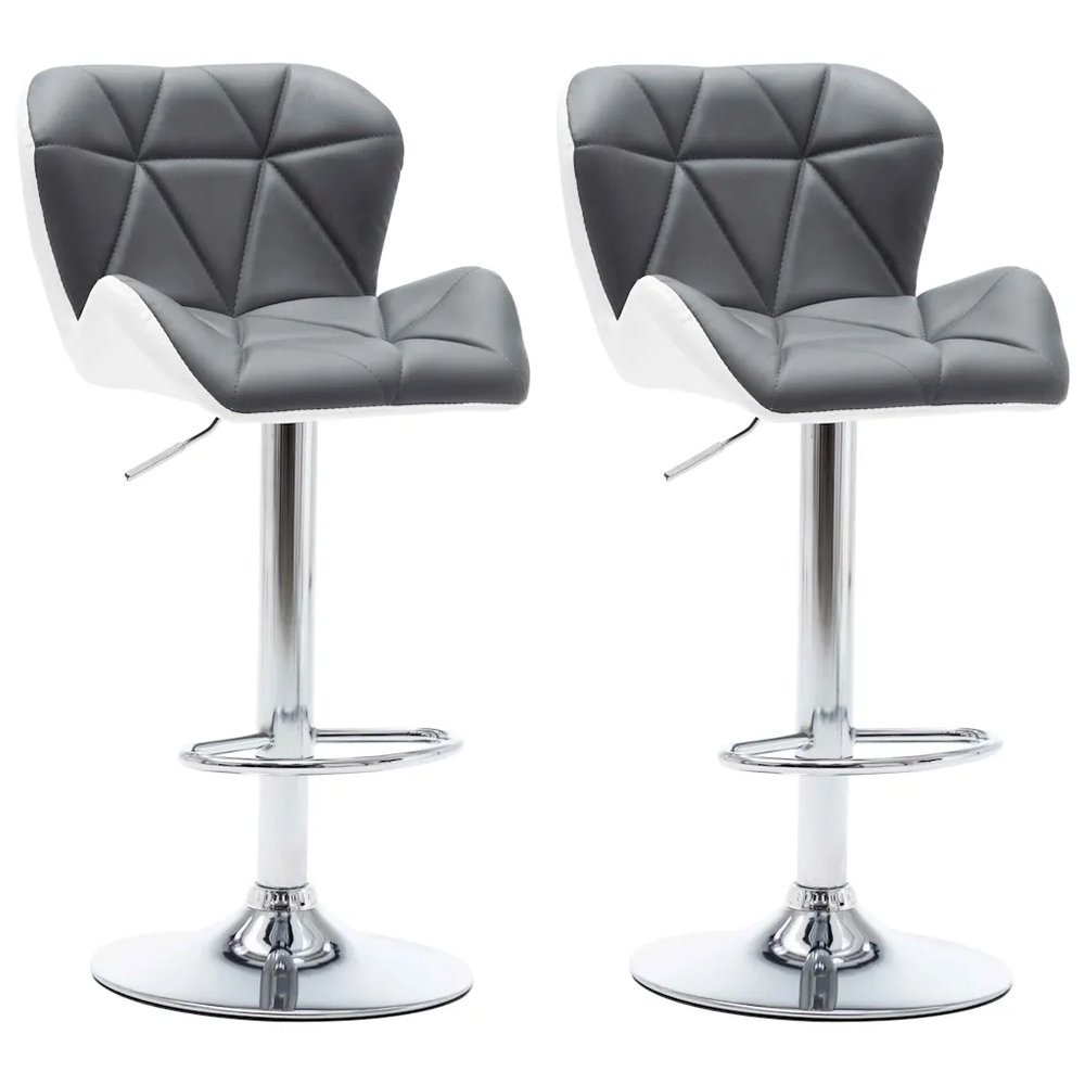 vidaXL Bar Stool 2 pcs Grey 17.32 x 18.90 x 41.54 in Faux Leather